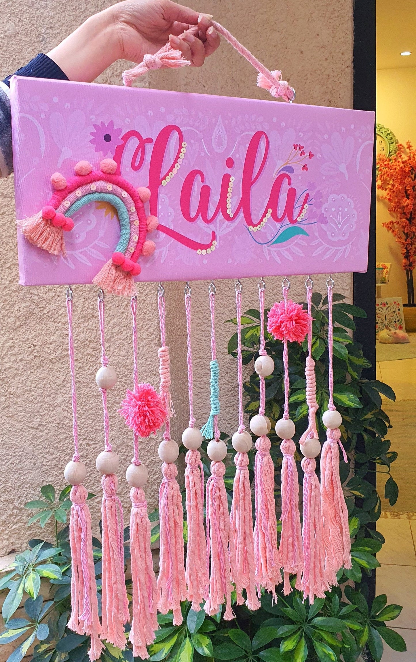 English Girl Name Customizable - Macrame RosexPink