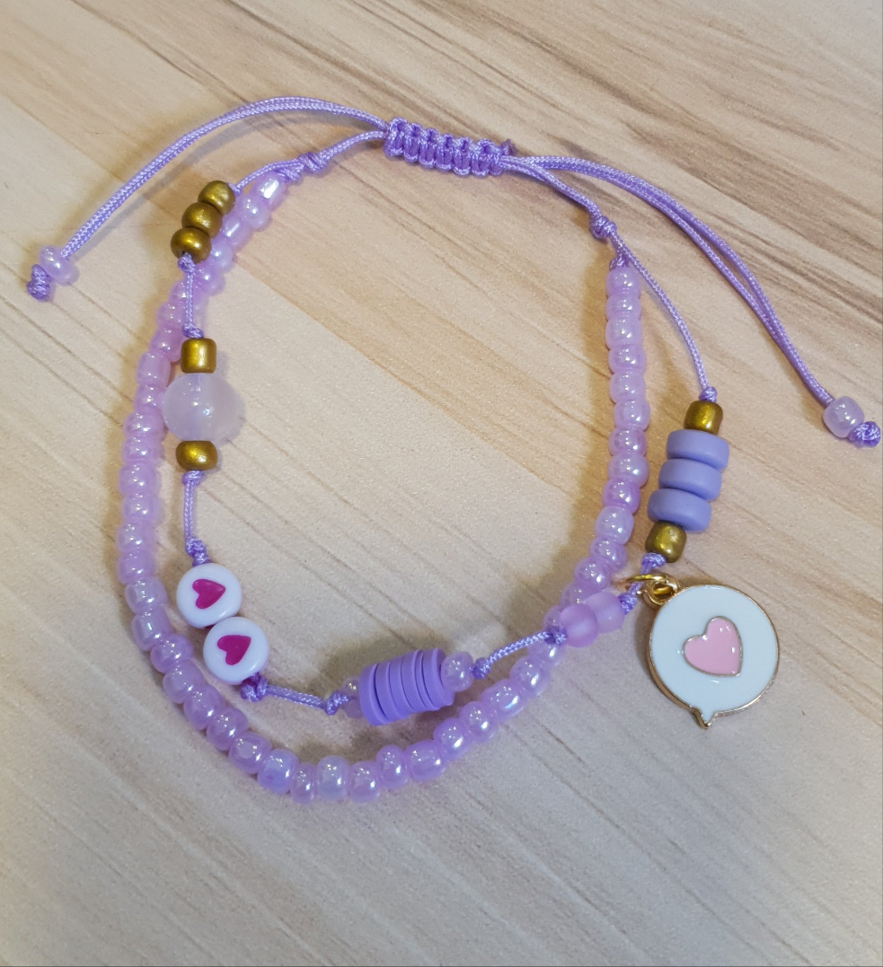 Mauve Daisy Double Bracelet