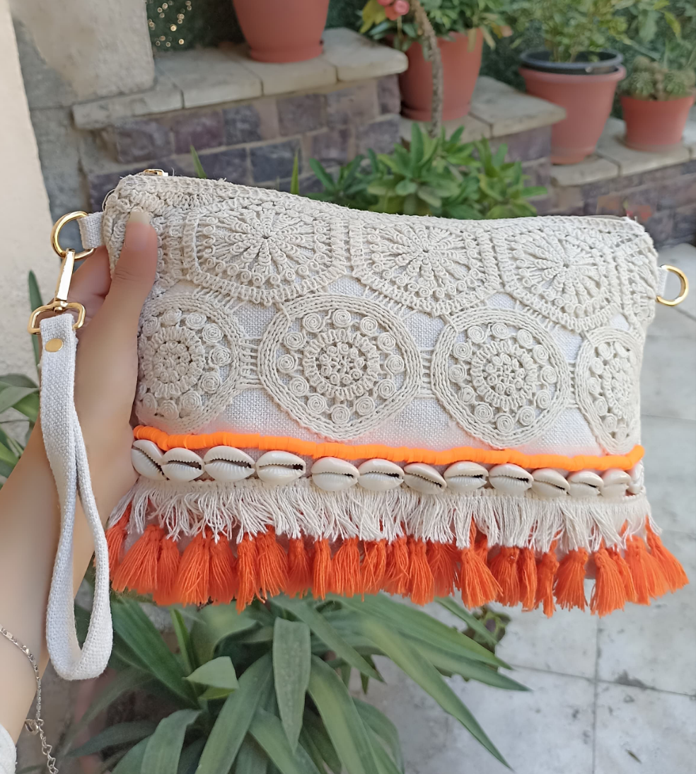 Hand clutch Fringy (Orange)