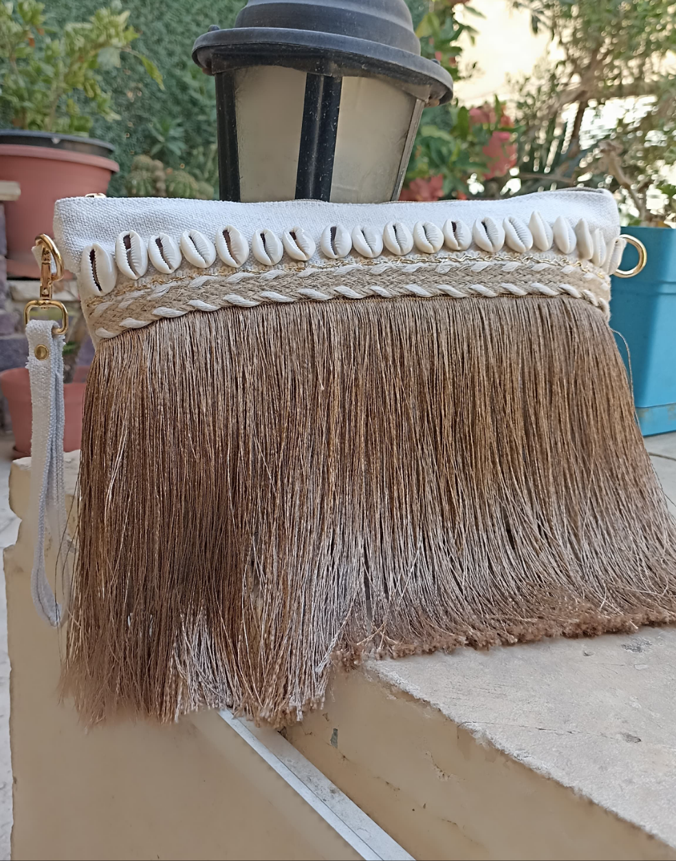 Hand clutch Fringes (Brown)