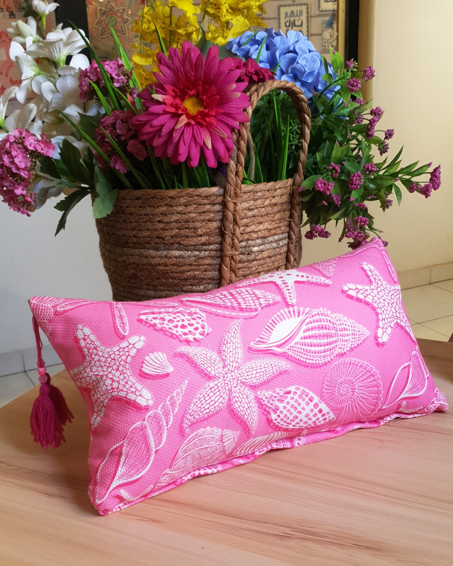 Pink Beach Rectangle Cushion