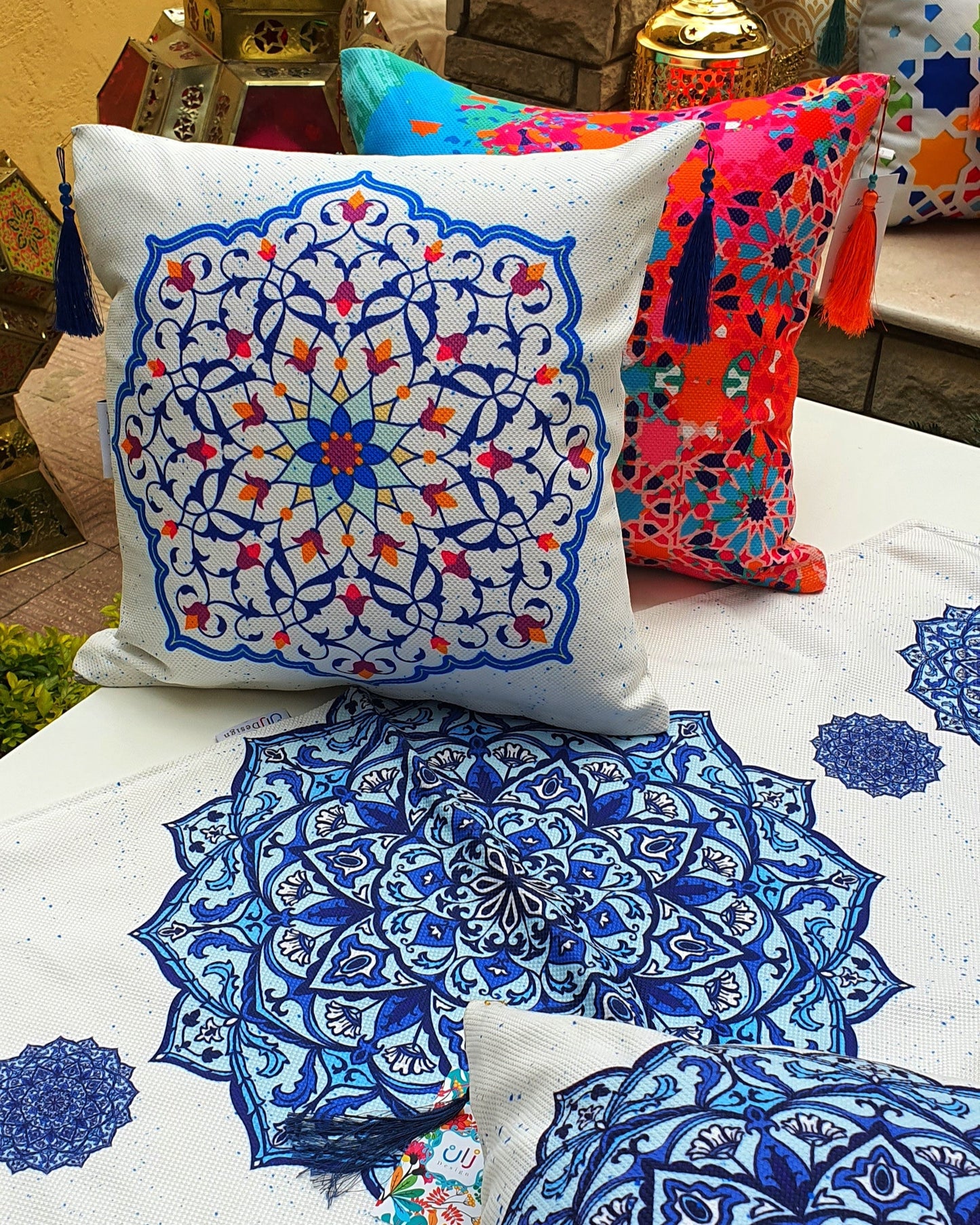 Spanish Mandala Square Cushion