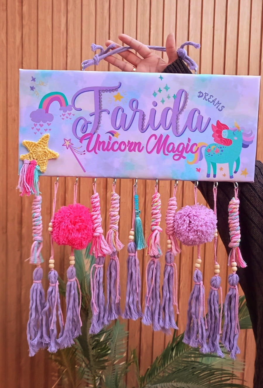 English Girl Name Customizable - Macrame Unicorn Theme