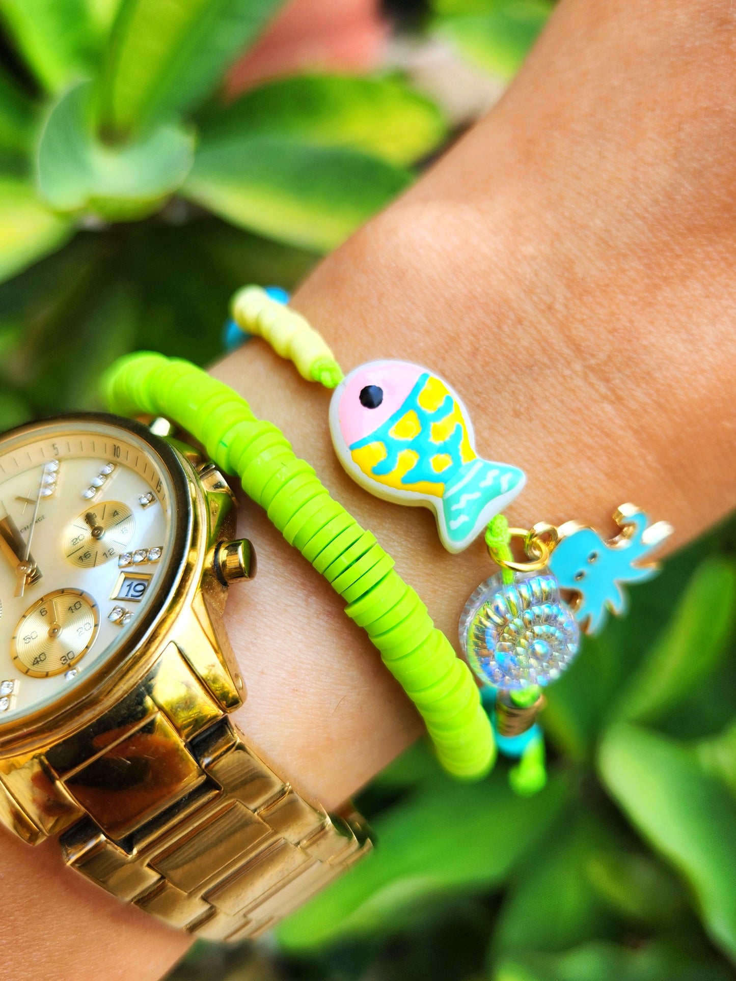 Lime Fishy double Bracelet