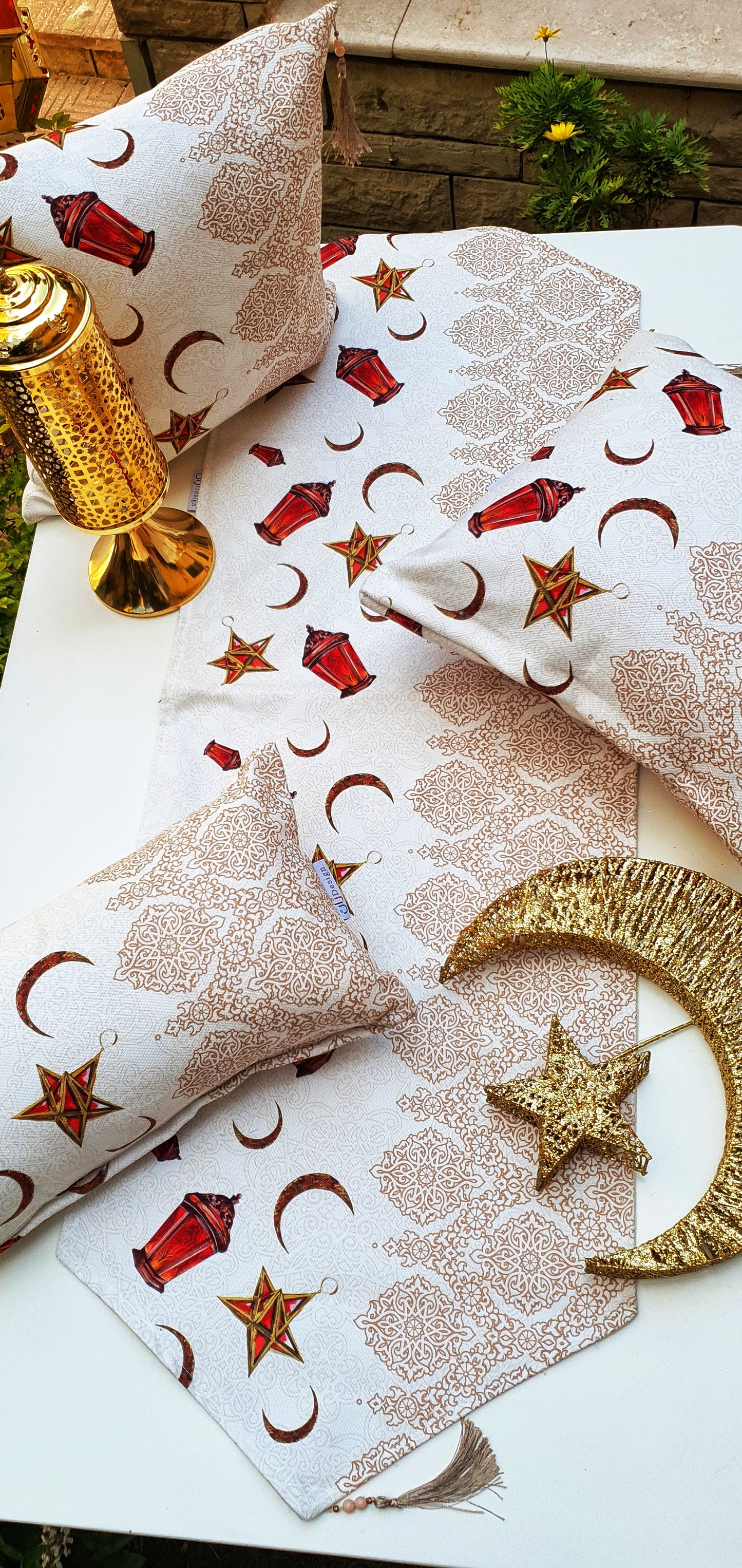 Red Lanterns Ramadan Rectangle Cushion
