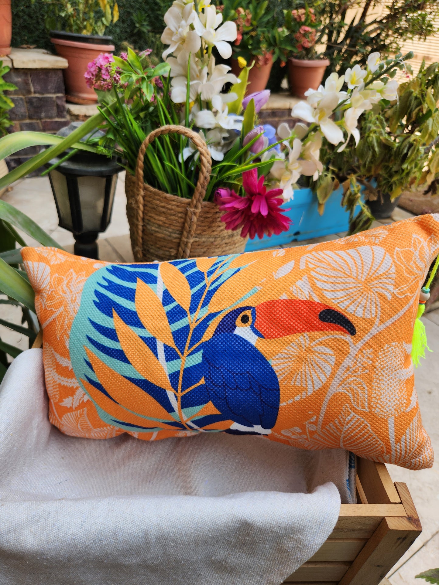 Summer Tropicana - Orange Rectangle Cushion