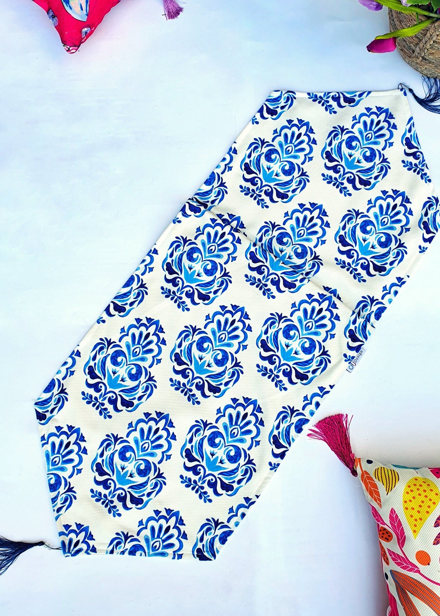 Blue Damask Runner