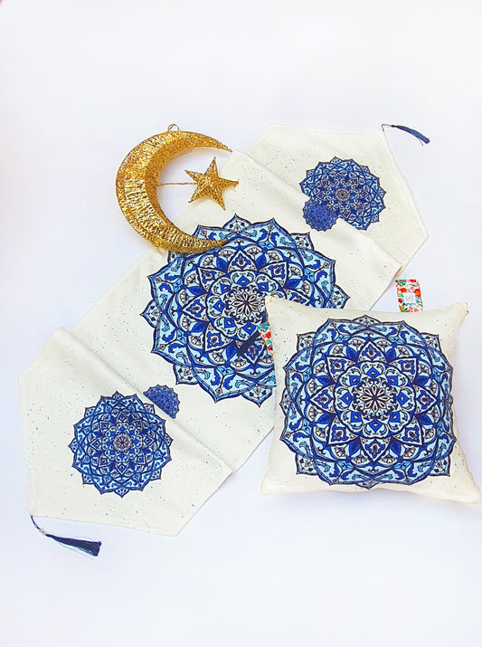 Blue Mandala Square Cushion