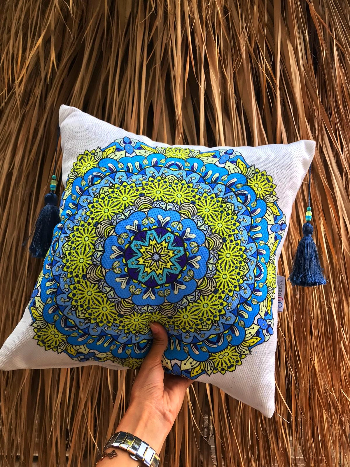 Green Mandala Square Cushion