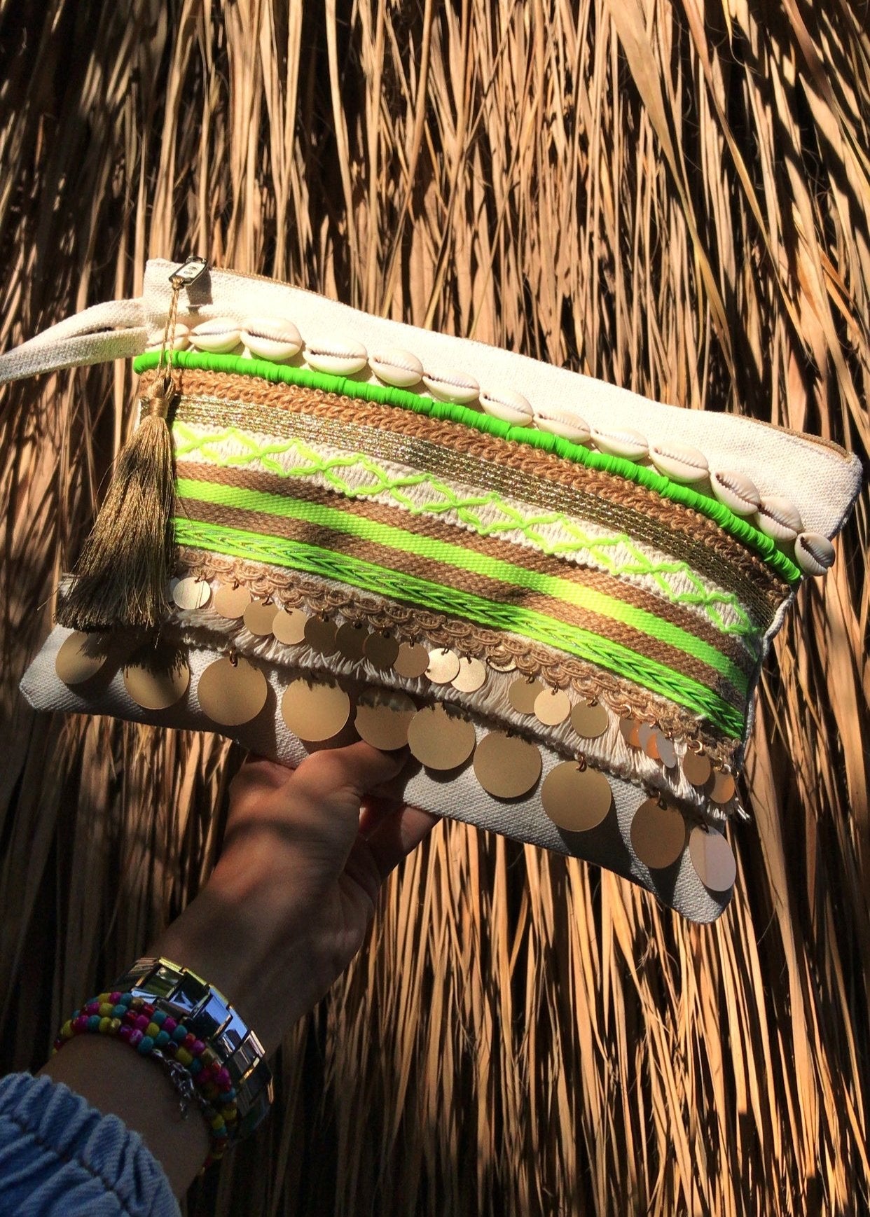 Hand clutch Beach Lime