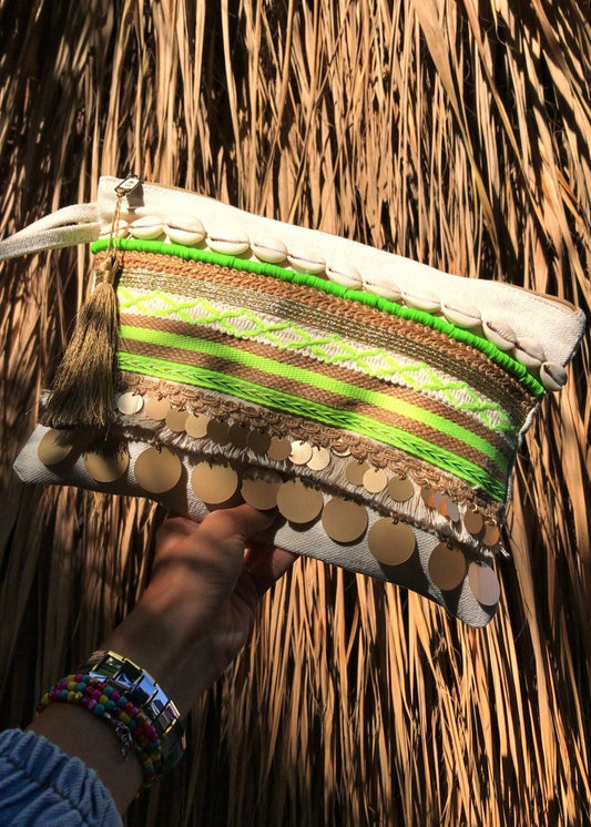 Hand clutch Beach Lime