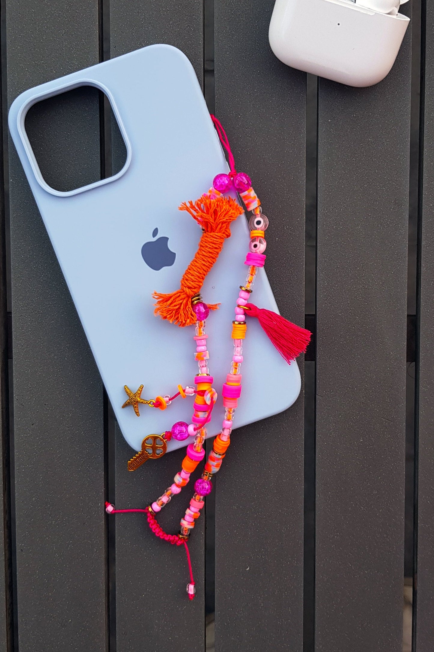 Hot Pink Orange Mix Short Mobile Chain