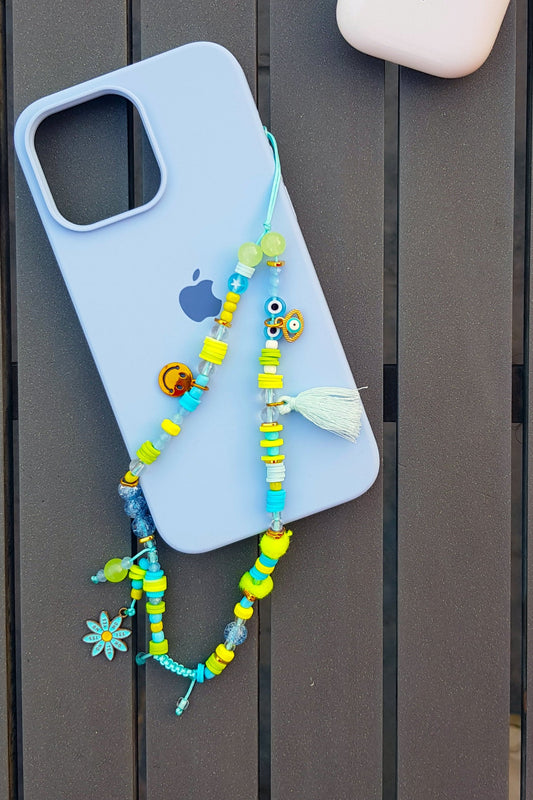 Light Blue Daisy Short Mobile Chain