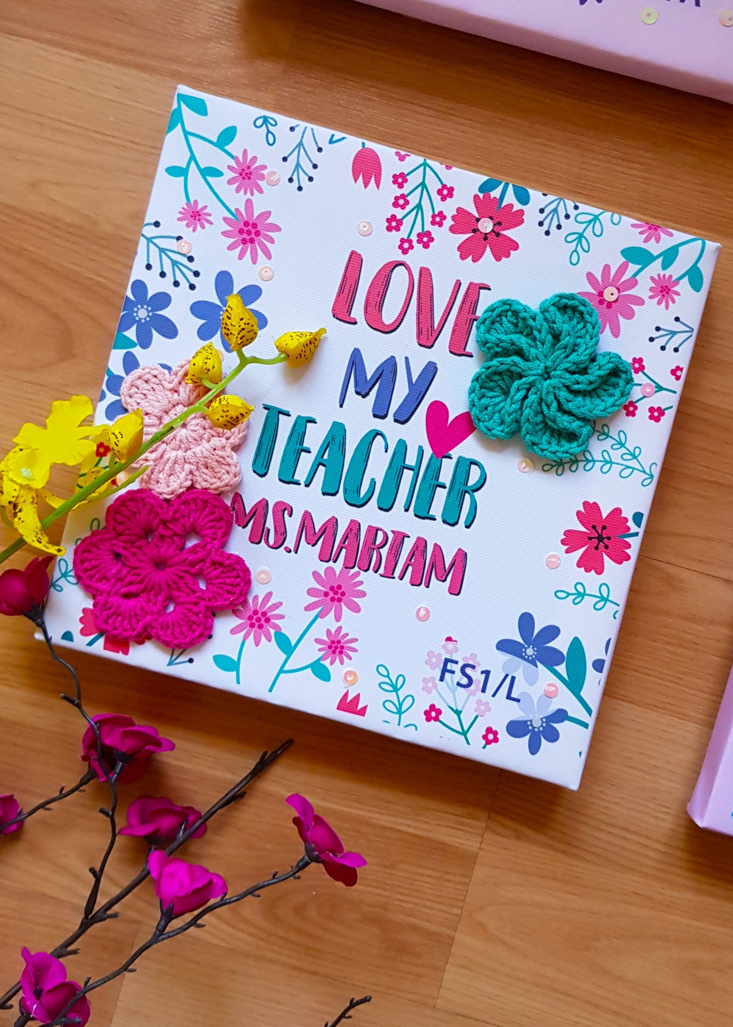 Love My Teacher Green Floral Customizable