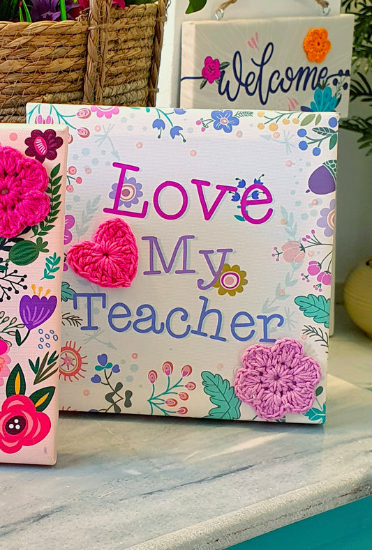 Love My Teacher White Floral Customizable