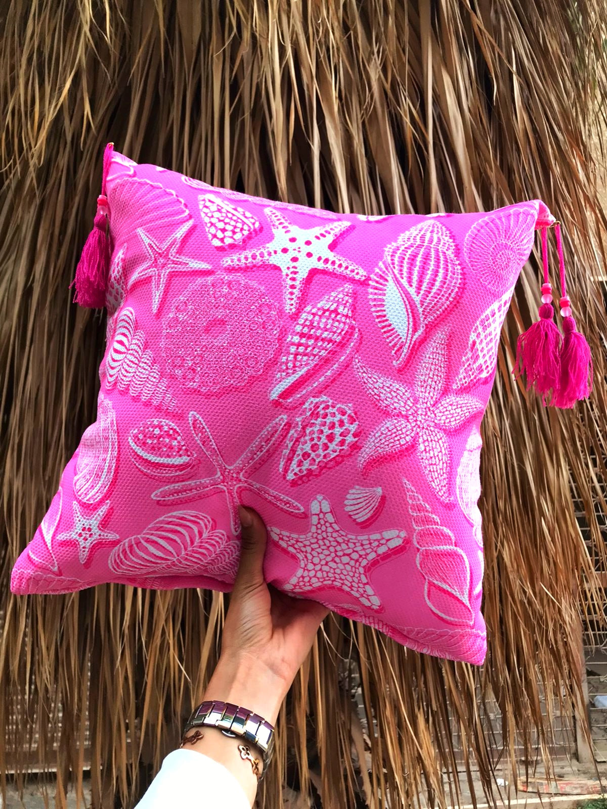 Pink Beach Square Cushion