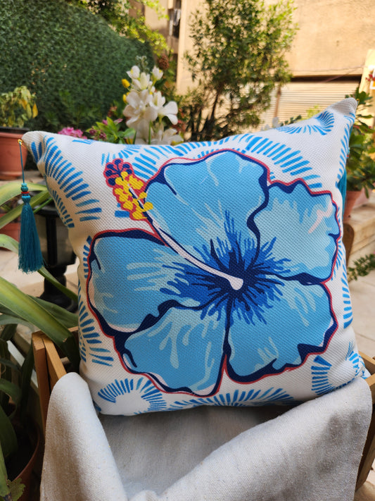 Summer Tropicana - White Square Cushion