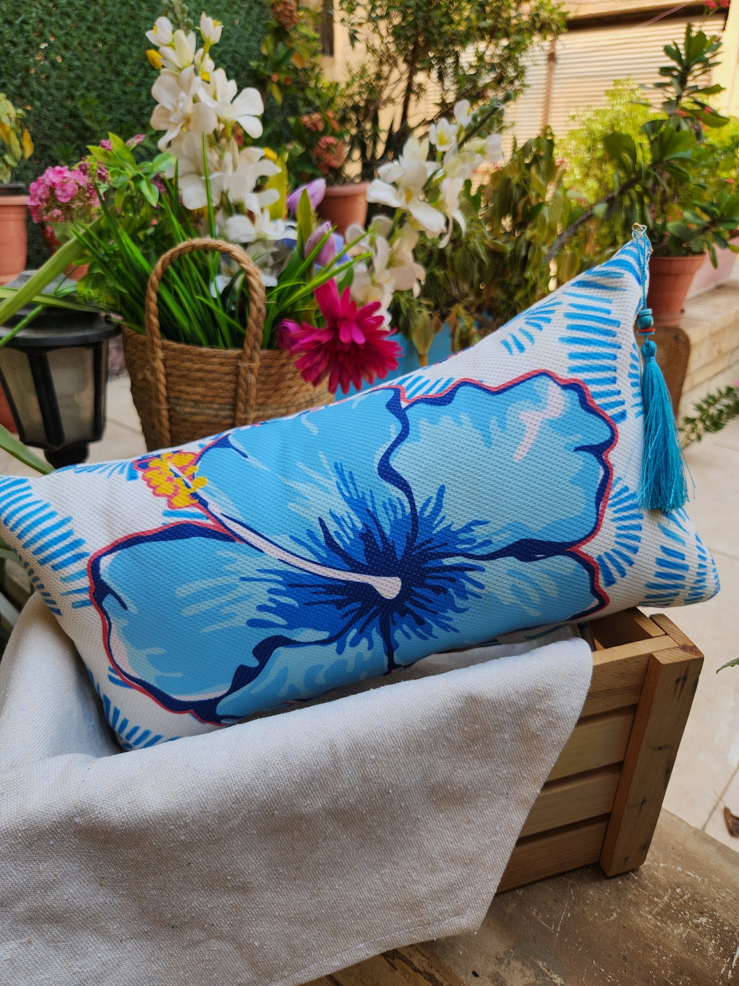 Summer Tropicana - White Rectangle Cushion