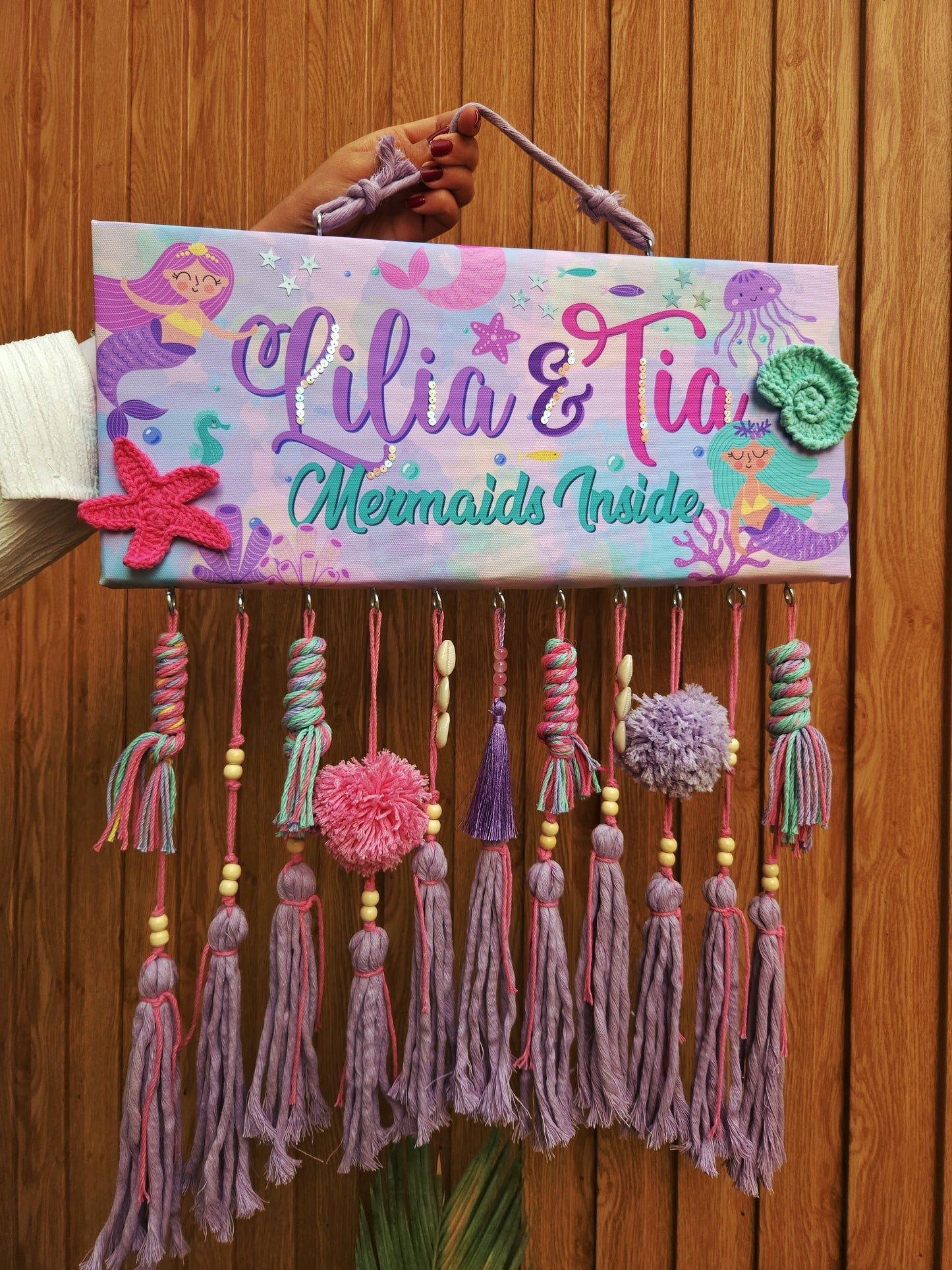 English Girl Name Customizable - Macrame Mermaid Theme