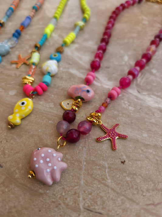 Pink Fish Necklace