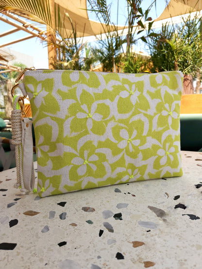 XL Printed Hand Clutch - Lime Beach Floral