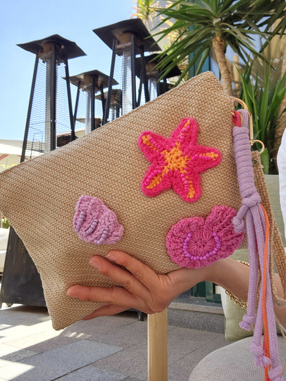 Hand clutch - Pink Starfish