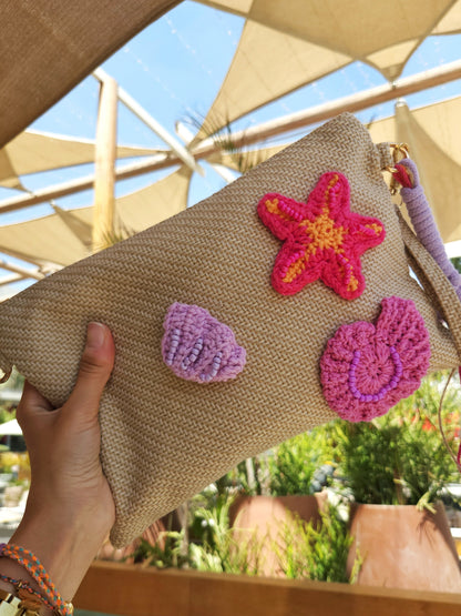 Hand clutch - Pink Starfish