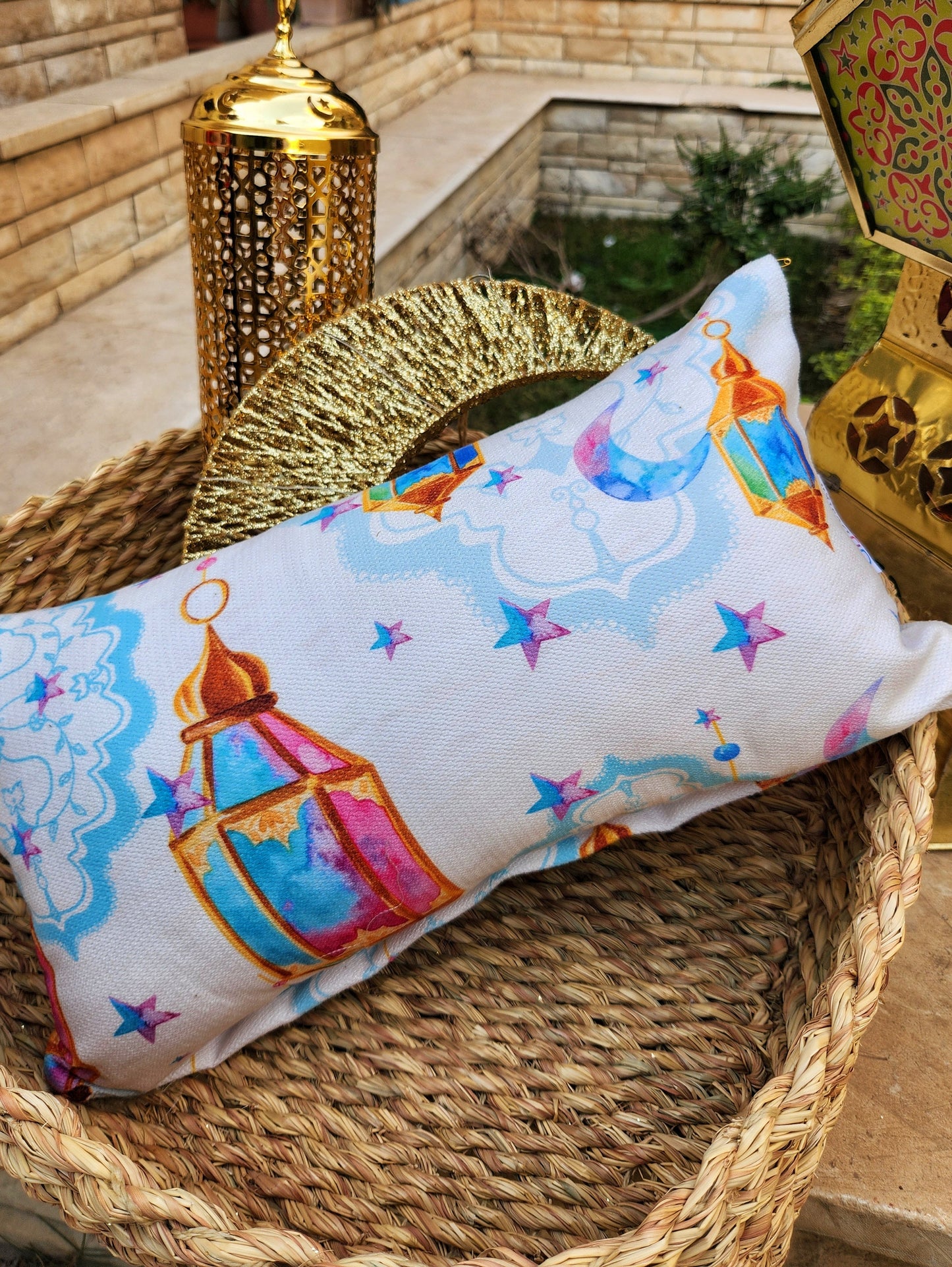 Pink Lanterns Rectangle Cushion
