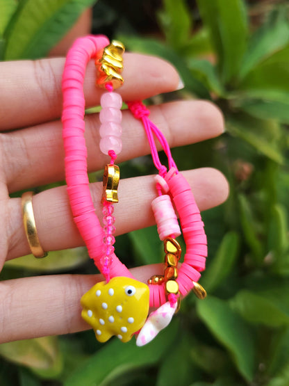 Yellow bubbly Fish double Bracelet