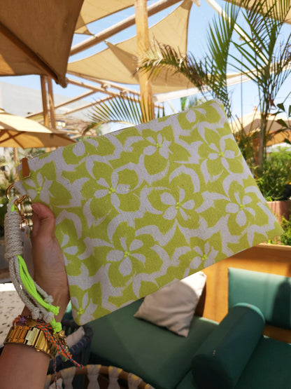 XL Printed Hand Clutch - Lime Beach Floral