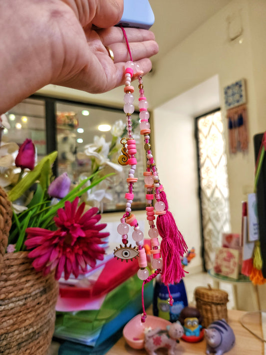 Blush Tassel Short Mobile Chain