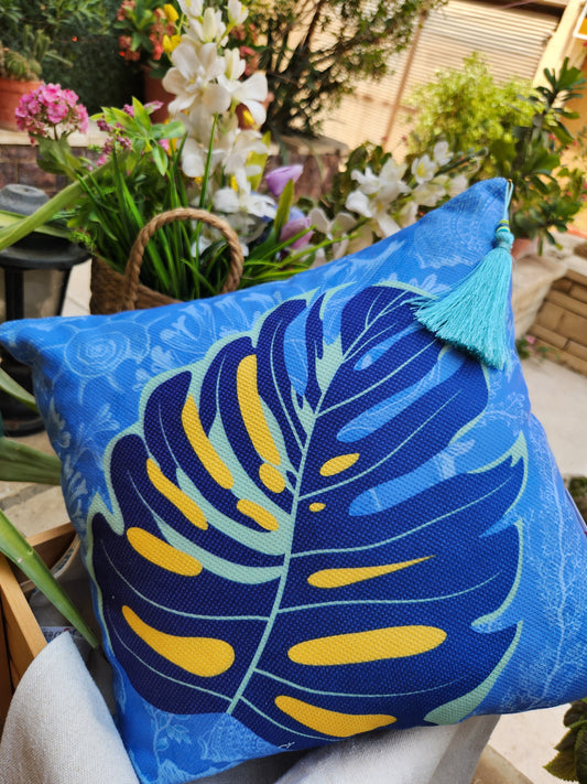 Summer Tropicana - Blue Square Cushion