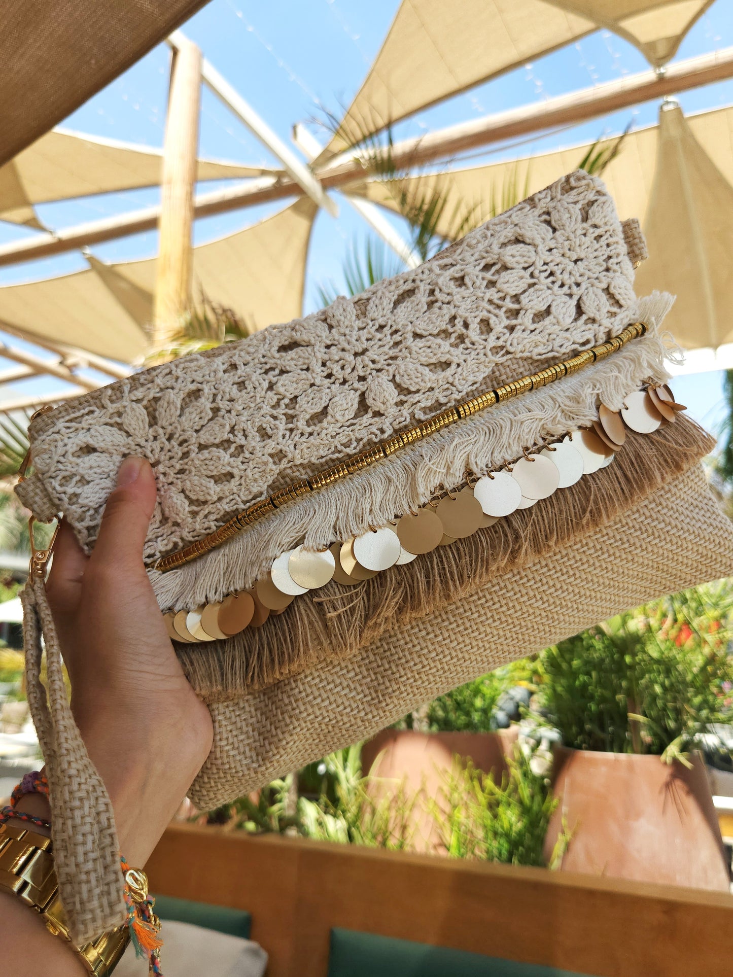 Hand clutch - Crochet×Gold