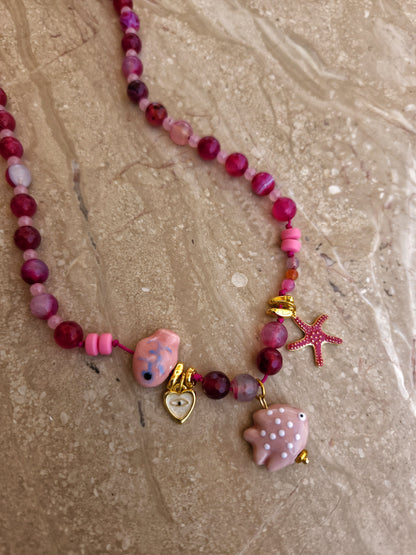 Pink Fish Necklace