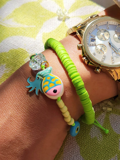Lime Fishy double Bracelet
