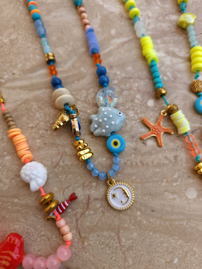Light Blue x Orange Necklace