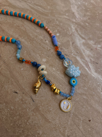 Light Blue x Orange Necklace