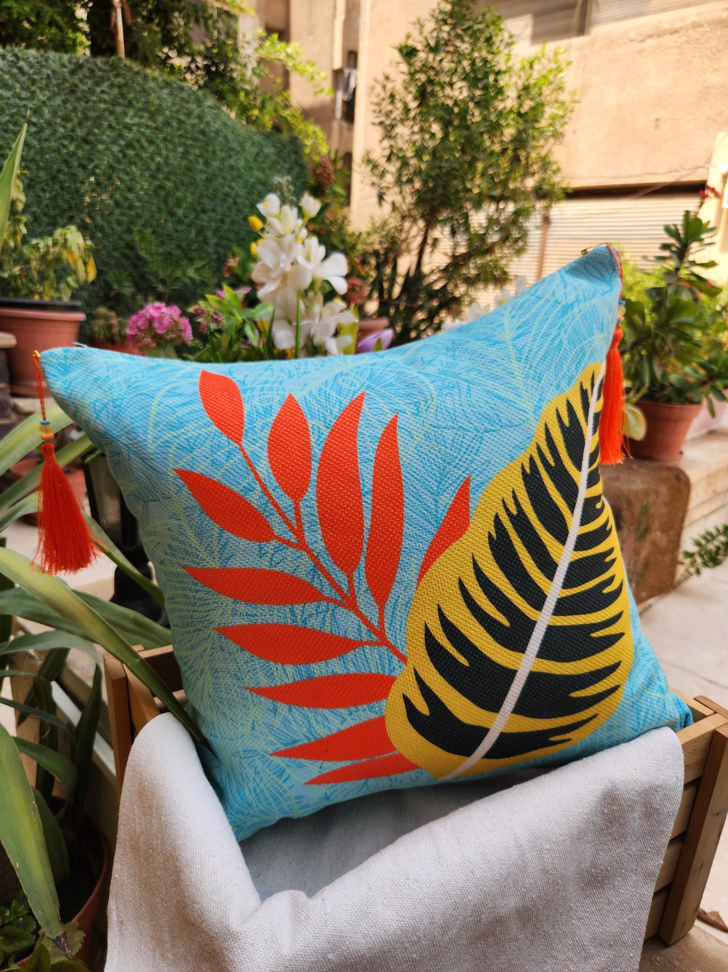 Summer Tropicana - Mint Square Cushion