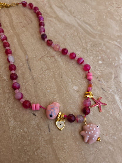 Pink Fish Necklace