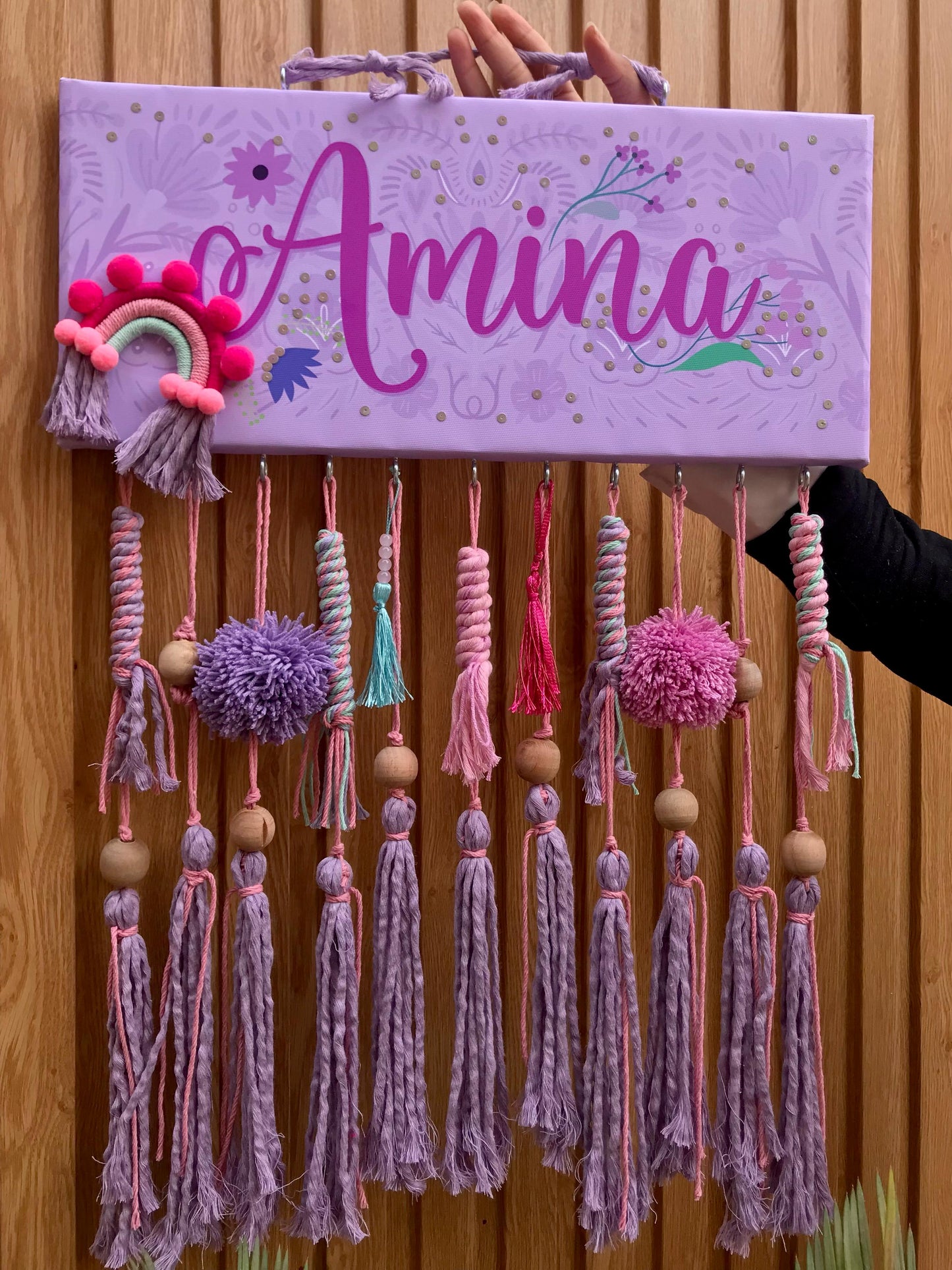 English Girl Name Customizable - Macrame Lavender