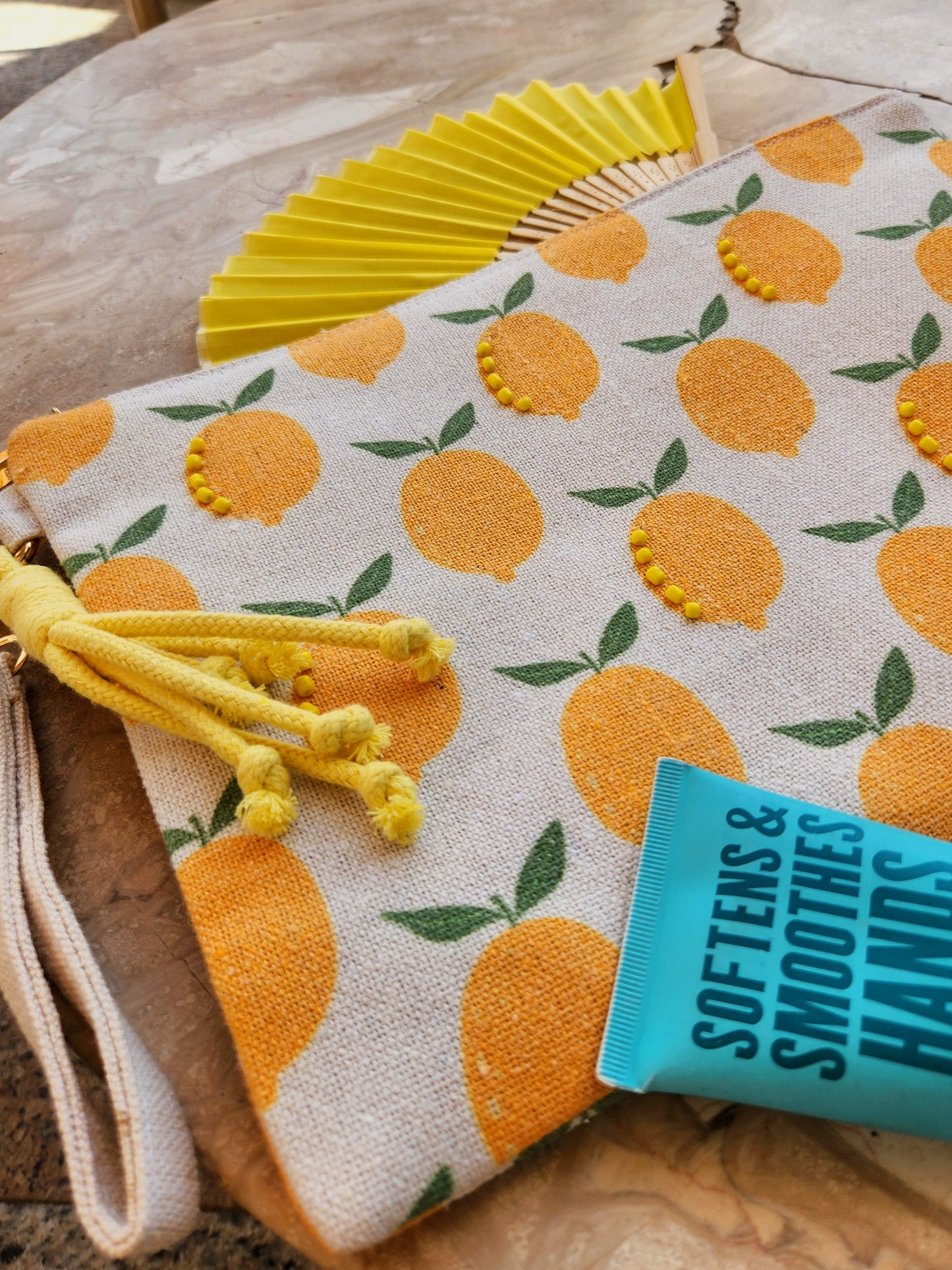 XL Printed Hand Clutch - Zesty Lemon