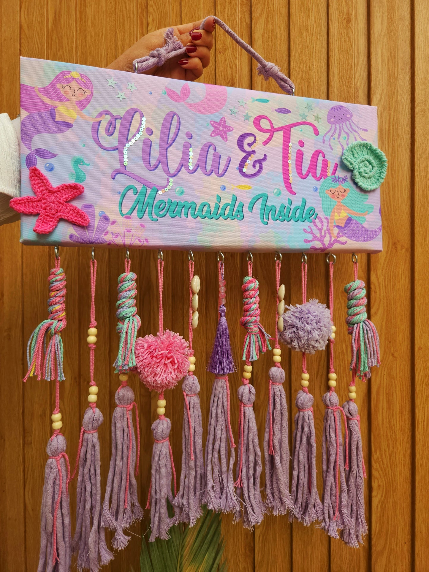 English Girl Name Customizable - Macrame Mermaid Theme