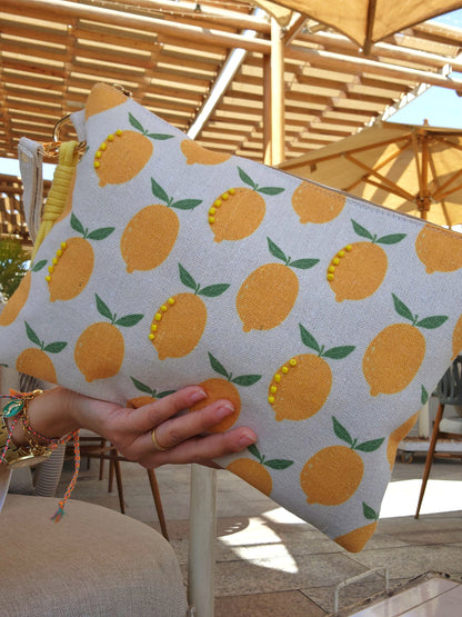 XL Printed Hand Clutch - Zesty Lemon