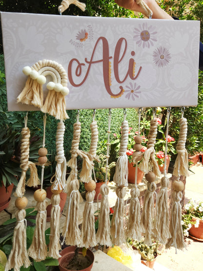 English Girl Name Customizable - Macrame Boho Beige