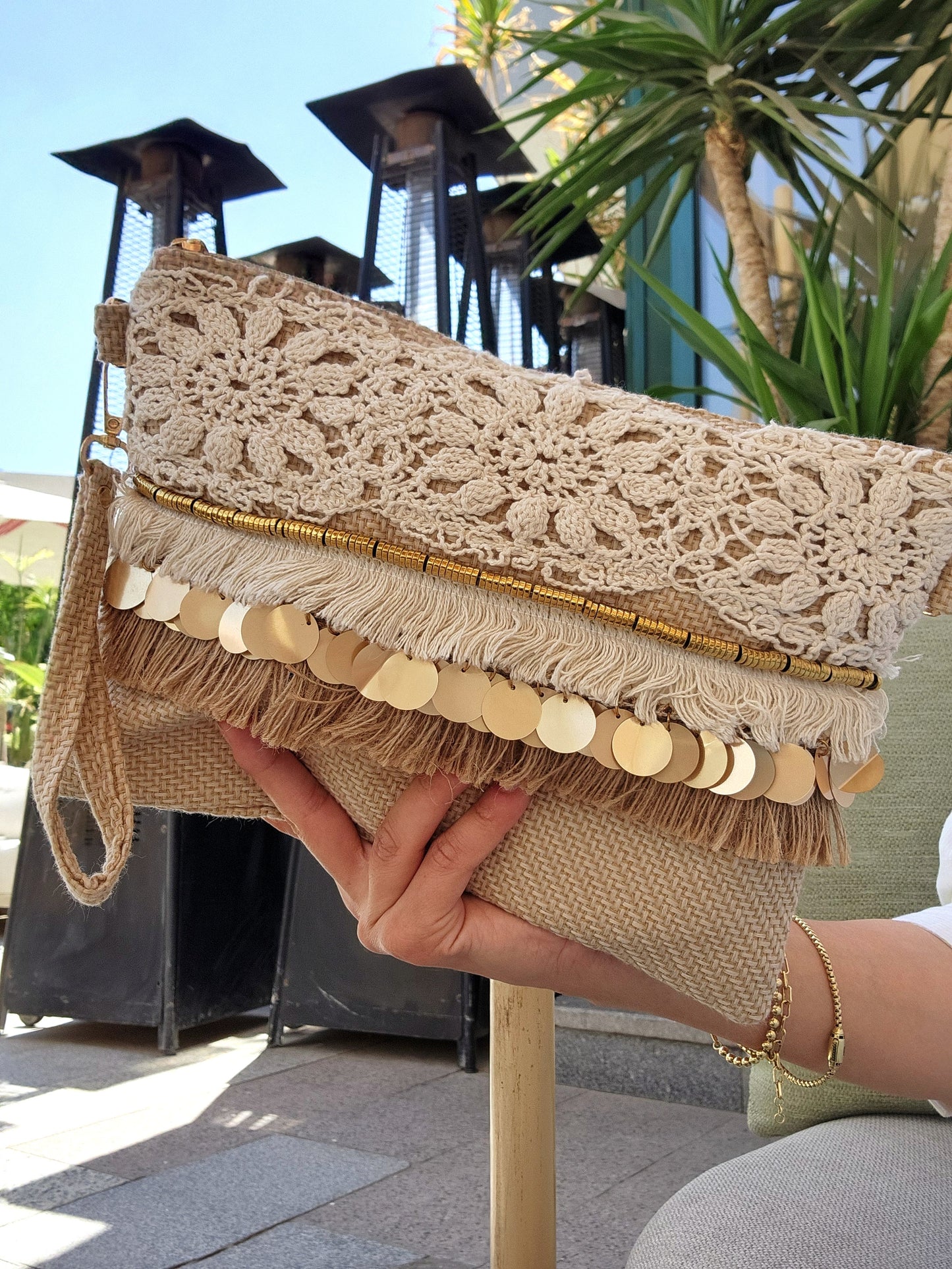 Hand clutch - Crochet×Gold