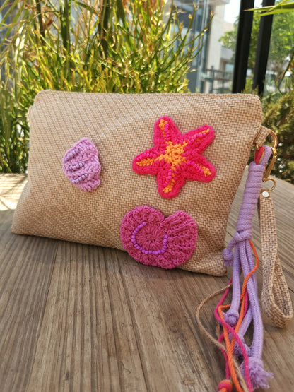 Hand clutch - Pink Starfish