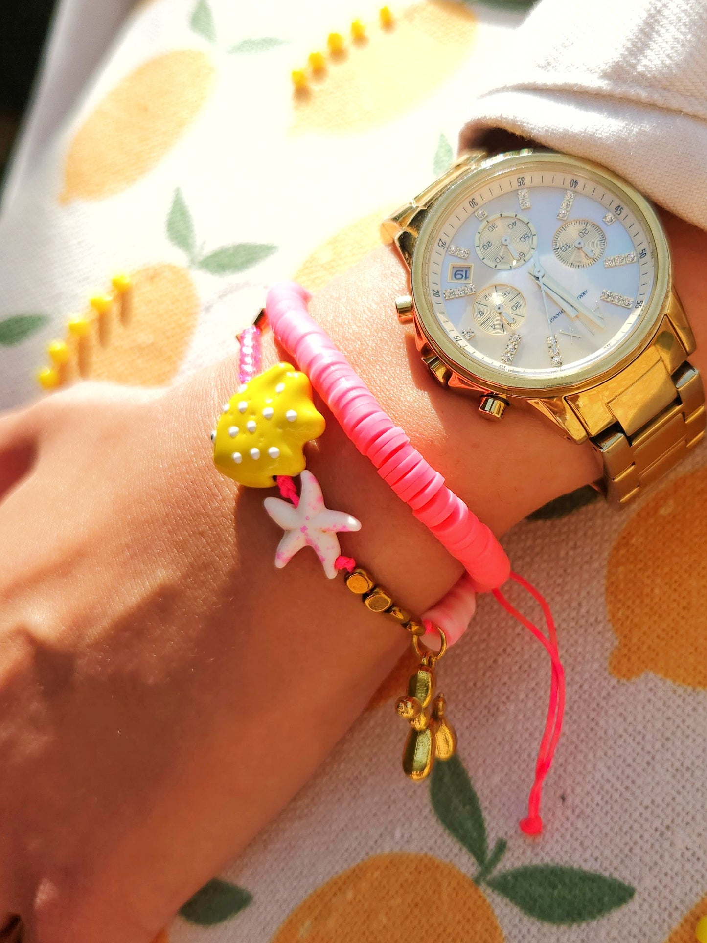 Yellow bubbly Fish double Bracelet